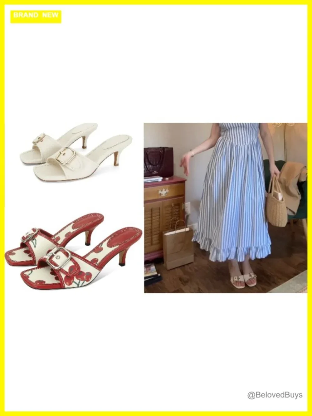 Kitten Heel Mule Sandals Square Open Toe Vegan Leather Women's Low Heel Slides